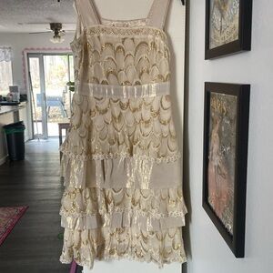 The cutest gold 1930s midi retro party dress